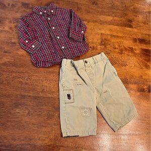 Ralph Lauren Plaid Shirt and Khaki pants set size 9 months 100% cotton